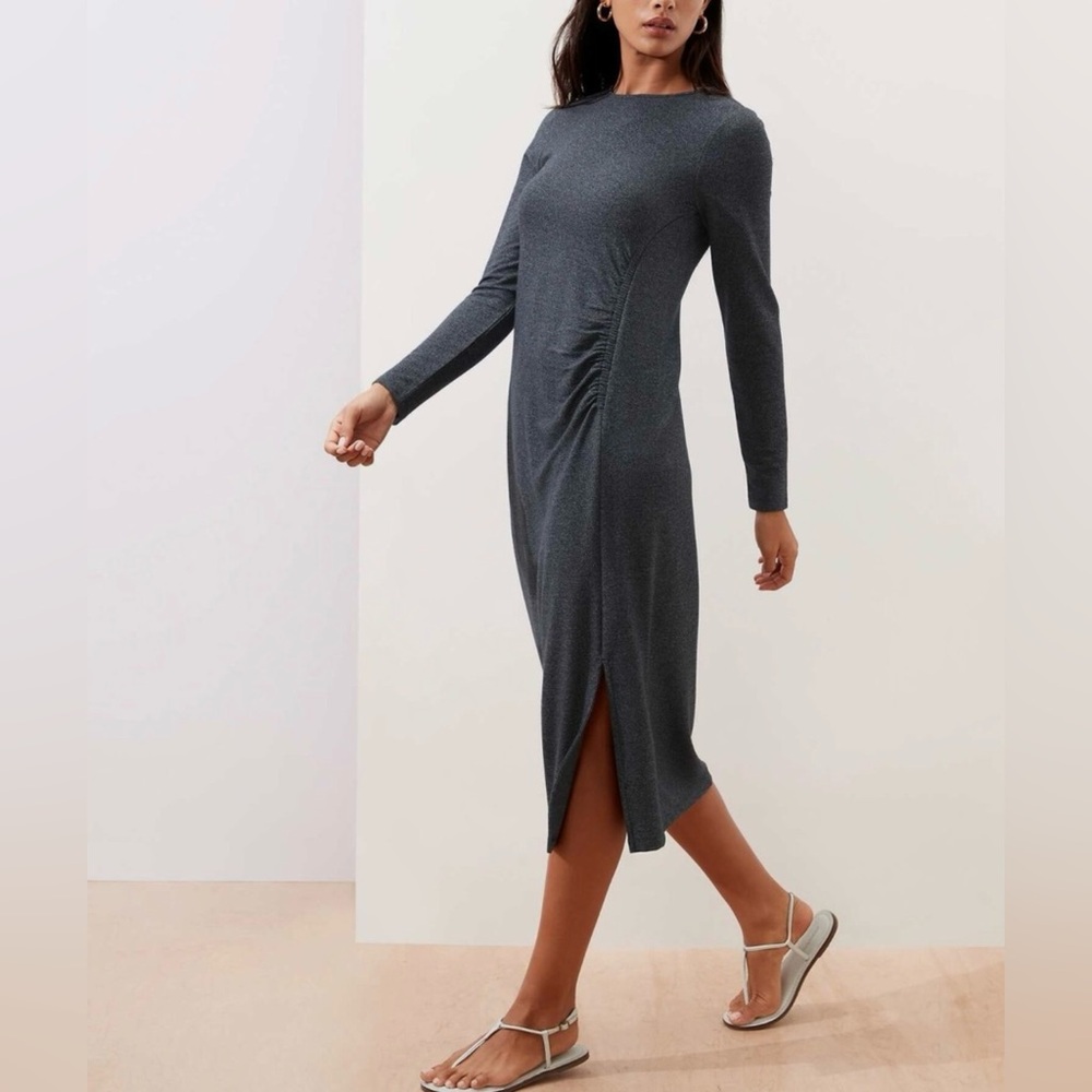 Banana Republic Factory Ruched Black Long Sleeve Dress Size Medium NWT - Picture 13 of 13